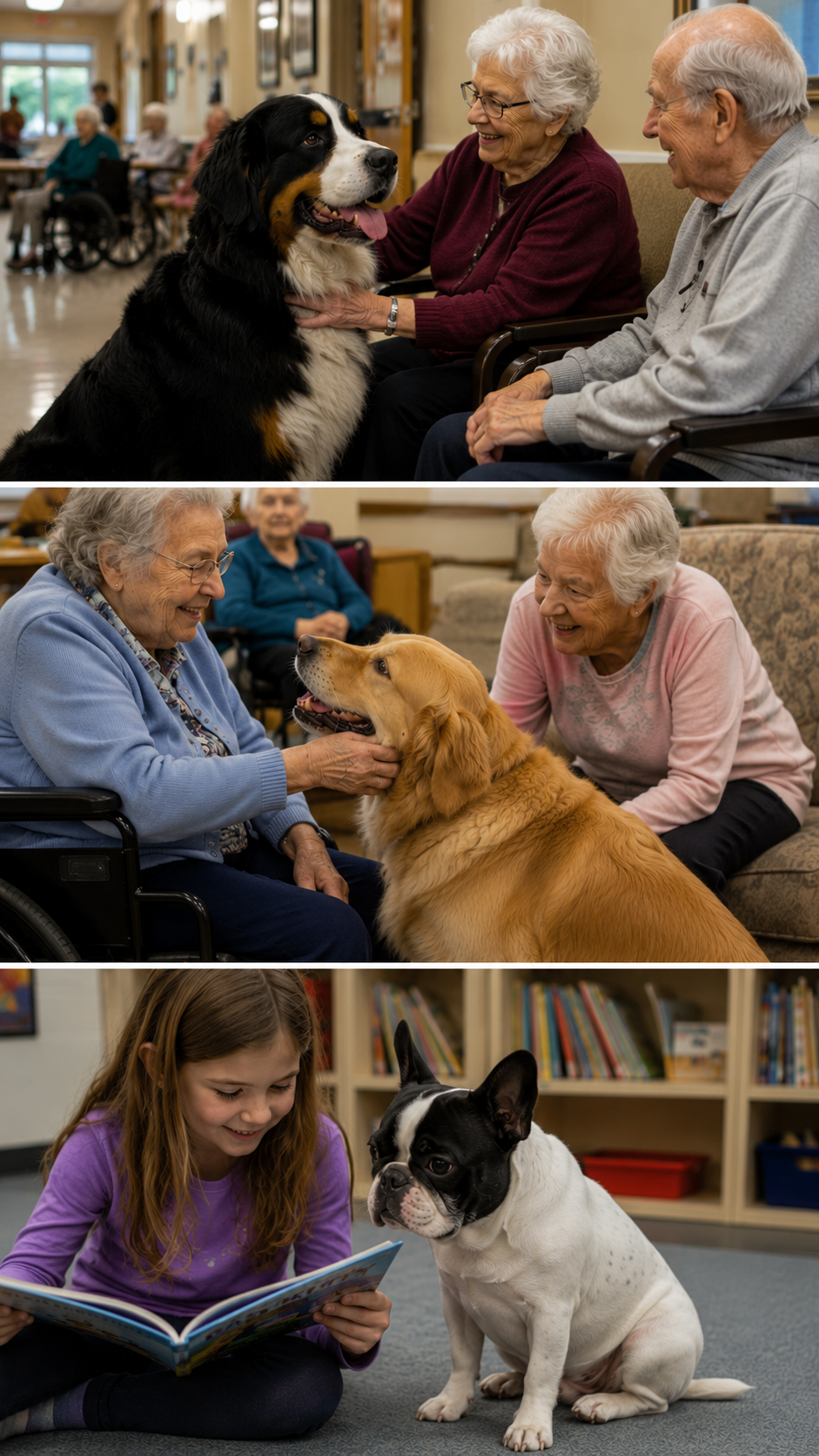 Therapy dog bringing comfort during a visit